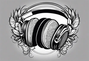 microphone, headphones tattoo idea