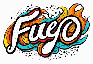 The word “fuego” in cursive with flames around it. tattoo idea