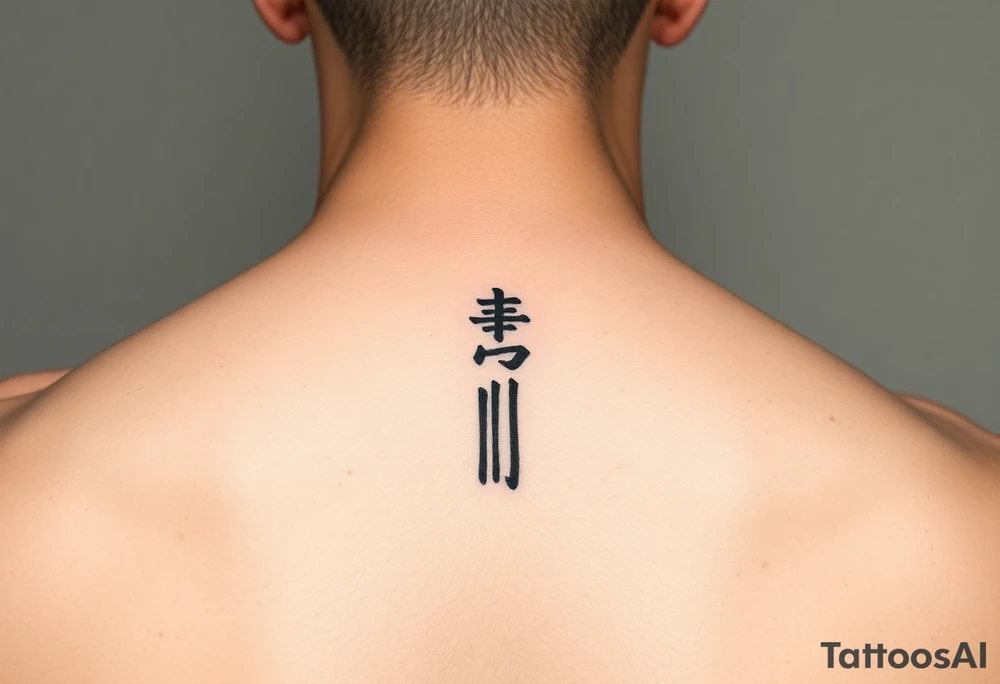 Minimalist Clean, modern wu wei, vertical symbols unique meditative design tattoo idea