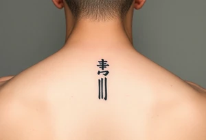 Minimalist Clean, modern wu wei, vertical symbols unique meditative design tattoo idea