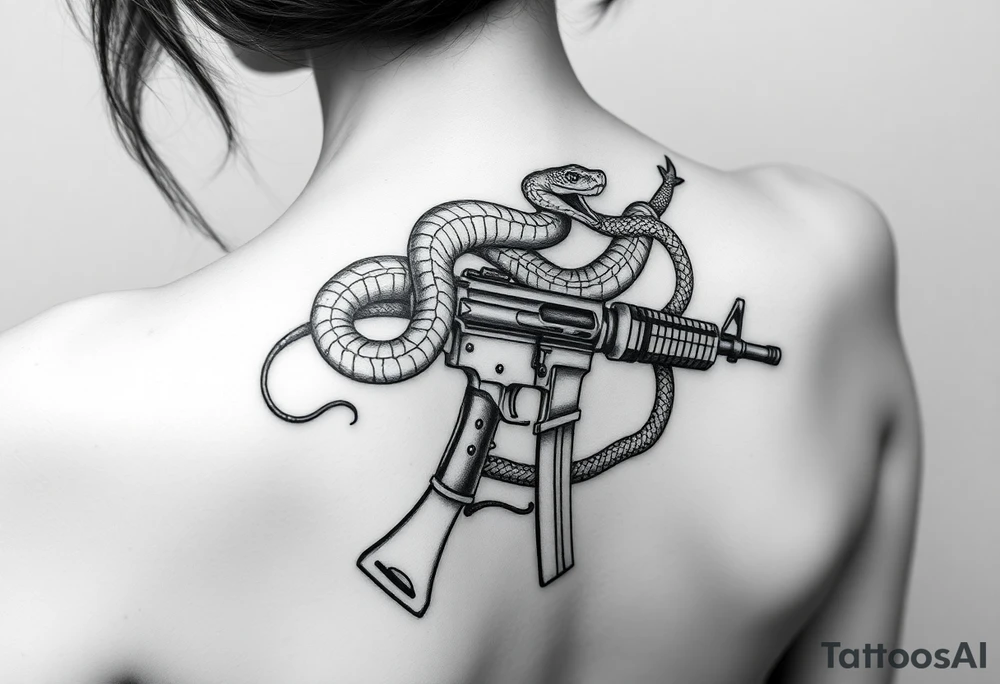 Snake around ak47 tattoo idea
