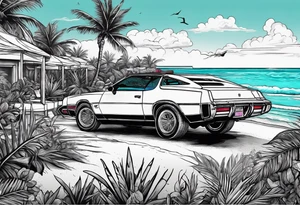 miami vice style beach party, no cars tattoo idea