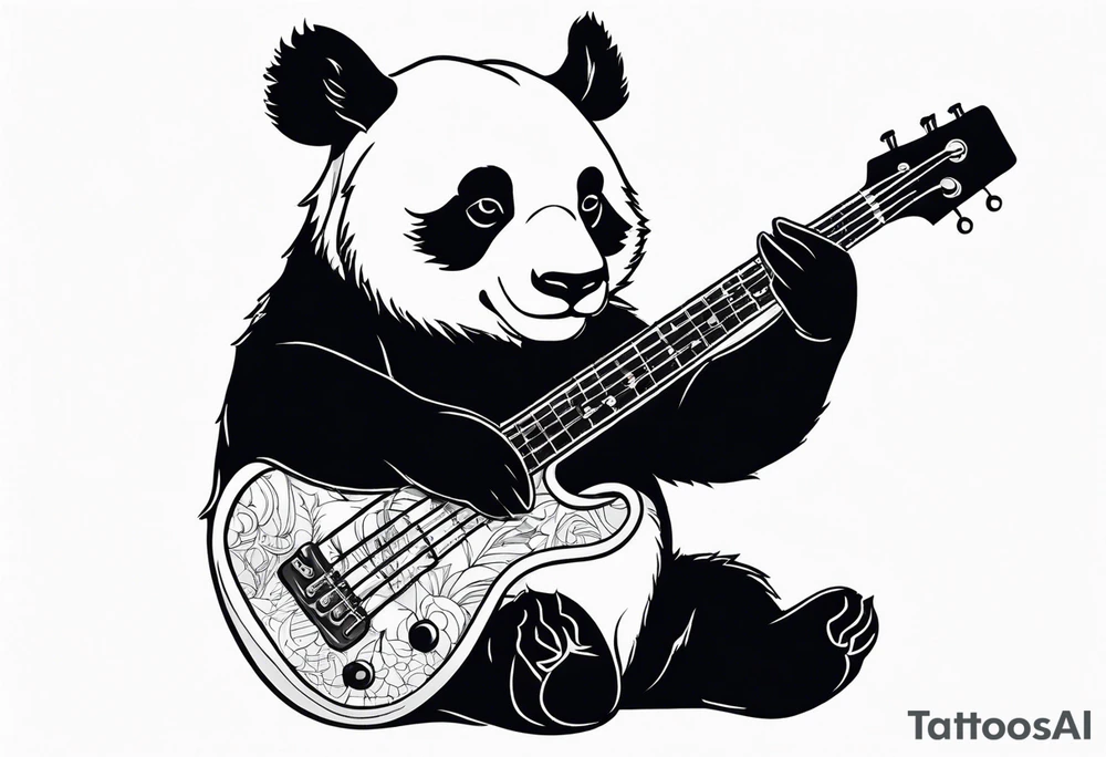 A panda playing the bass guitar tattoo idea