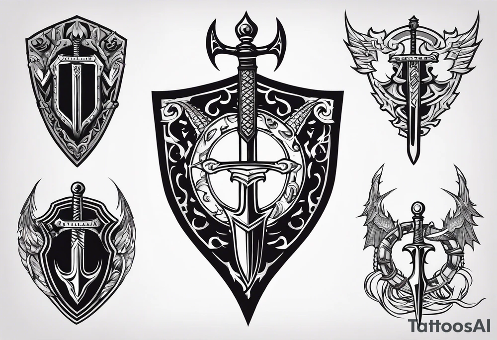 Valhalla sword ship dragon shield tattoo idea