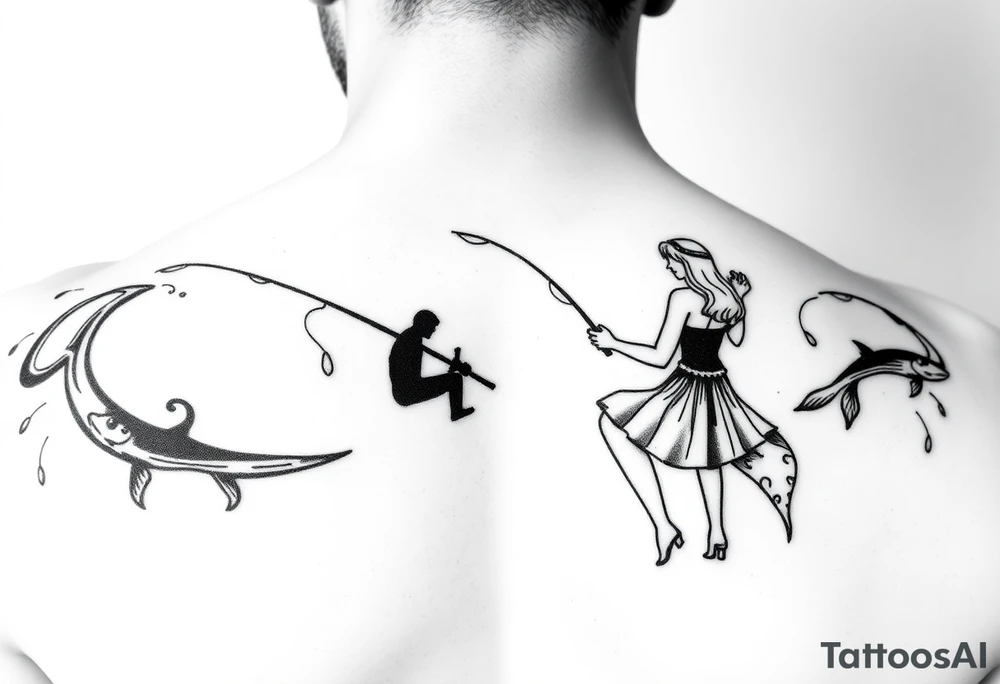 Guy and girl fishing tattoo idea