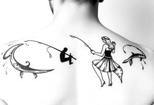 Guy and girl fishing tattoo idea
