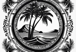 ROULETTE casino card games dice sun palm tree tattoo idea