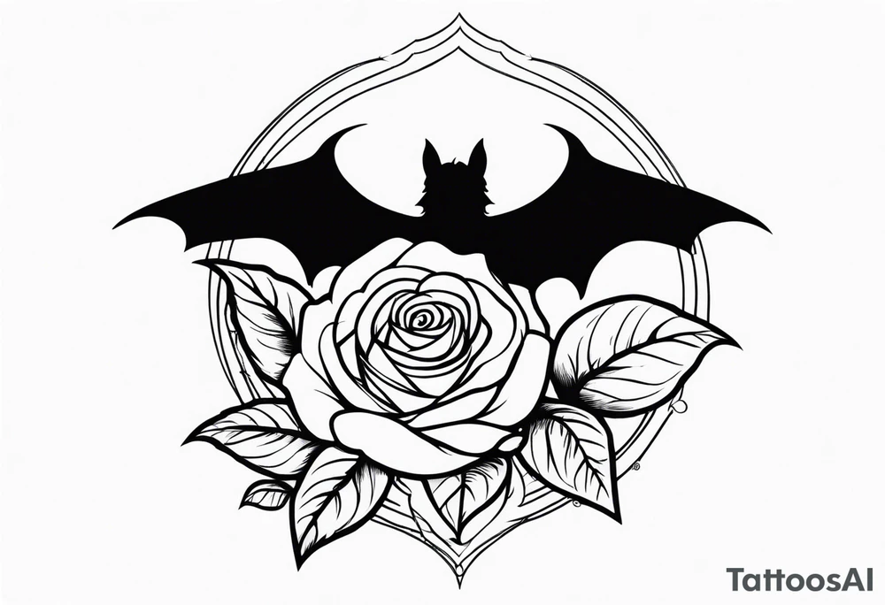 Gothic rose and bats tattoo tattoo idea