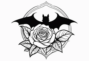 Gothic rose and bats tattoo tattoo idea