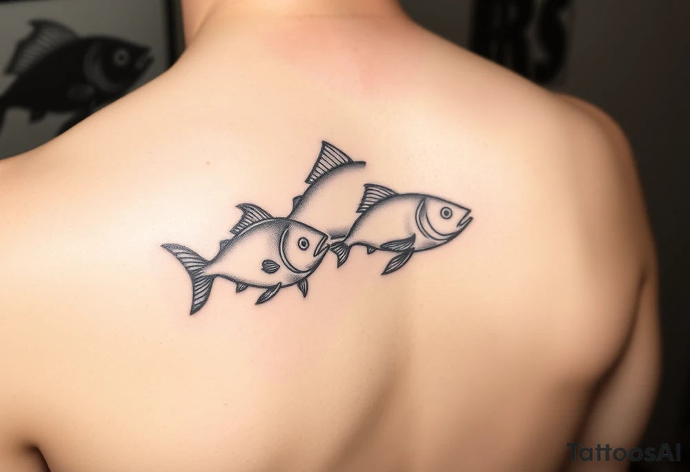 Two to three ocean fish swimming with shadows up my knee tattoo idea