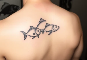 Two to three ocean fish swimming with shadows up my knee tattoo idea