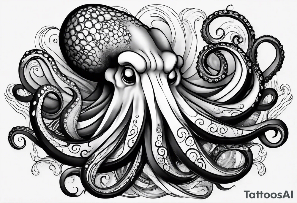 Octopus peaceful waves tattoo idea