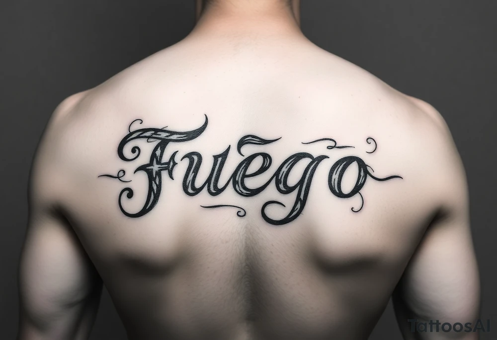 The word Fuego as a tramp stamp tattoo idea