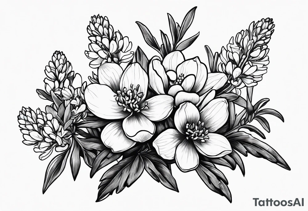 Bouquets of bluebonnets tattoo idea