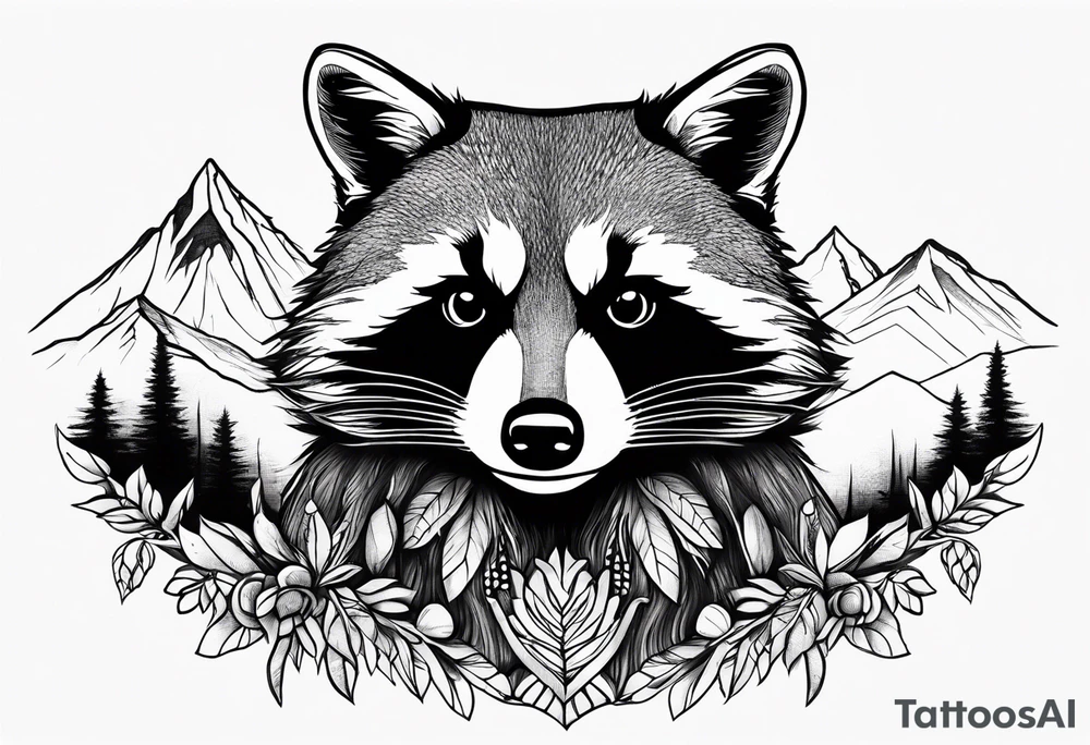 Mountains, racoon eyes underneath tattoo idea