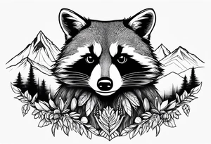 Mountains, racoon eyes underneath tattoo idea