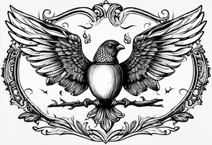 Flying acorn with wings tattoo idea