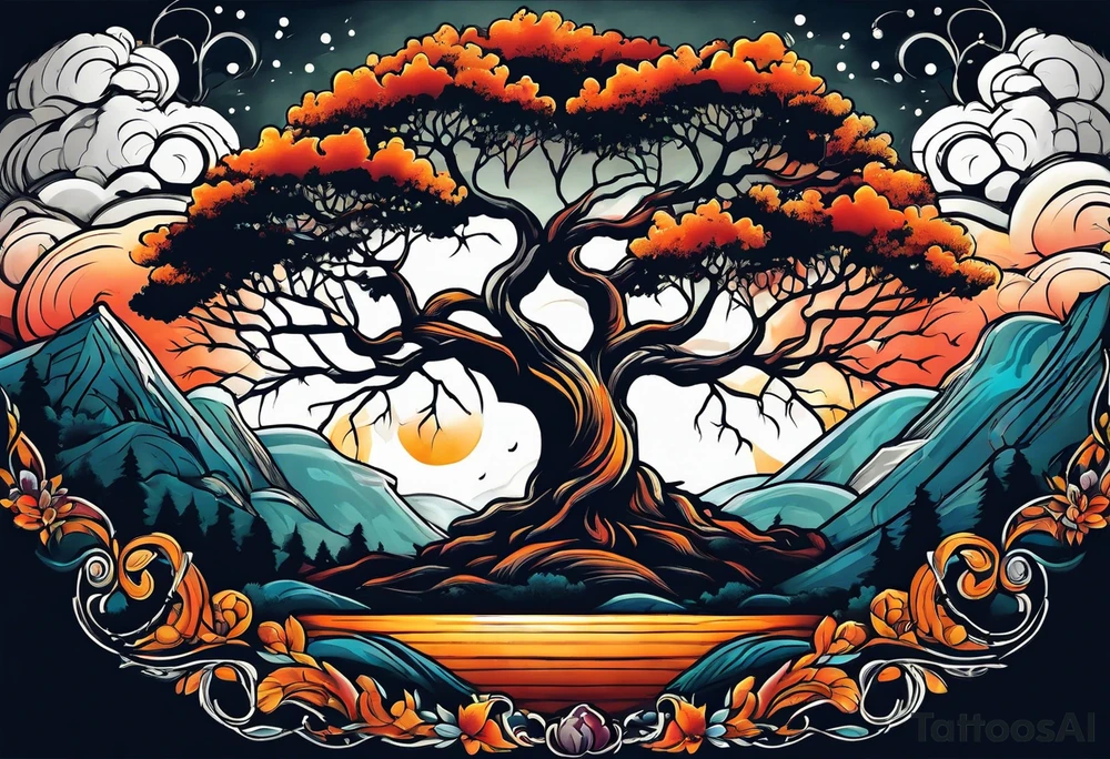 tree of life in a thunderstorm tattoo idea
