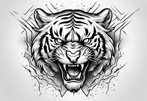 mythical ferocious tiger with lightning around it. The tattoo is for a forearm sleeve tattoo idea