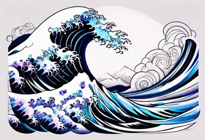 ocean wave with lupin and fireweed tattoo idea