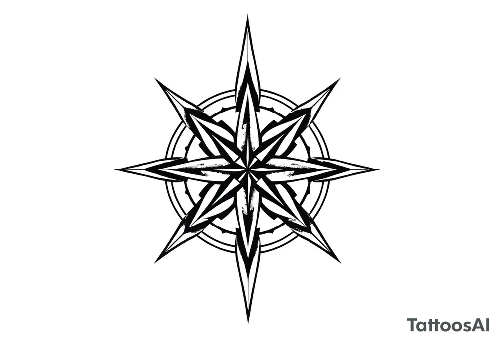 Double layered compass rose tattoo idea