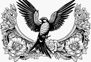 A mix of Greek and angel designs while including swallows. tattoo idea