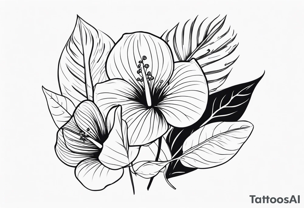 Un bouquet de fleurs avec des oeillets et des anthuriums tattoo idea