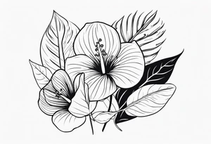 Un bouquet de fleurs avec des oeillets et des anthuriums tattoo idea