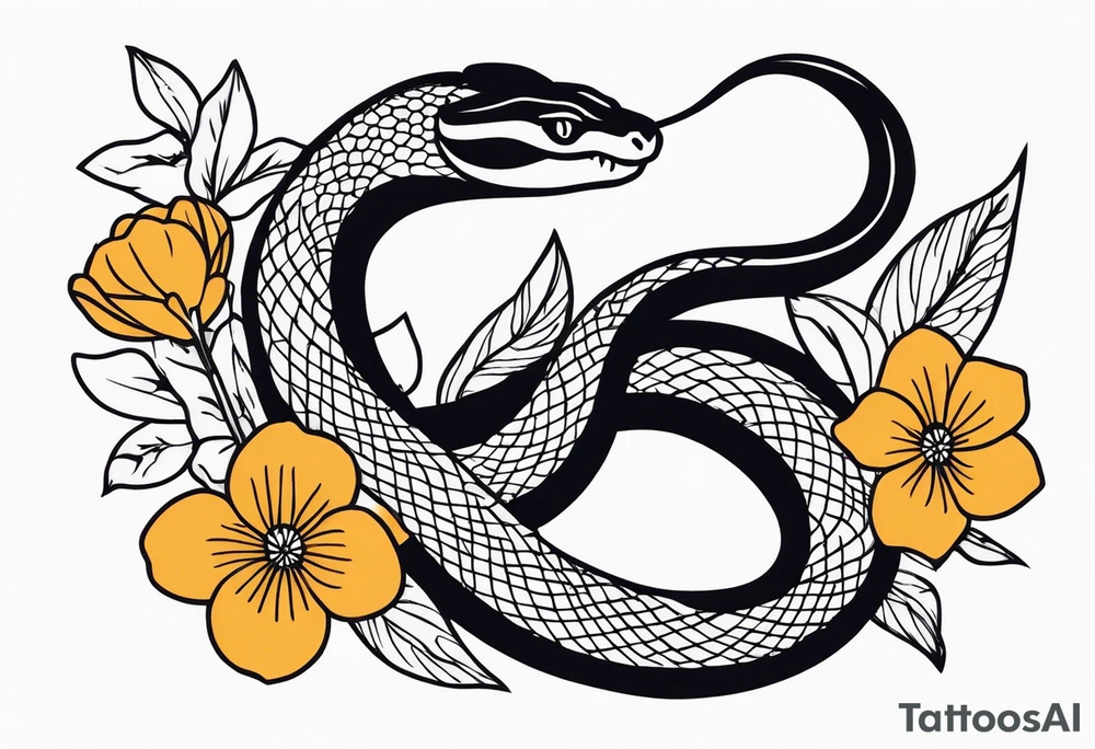 Snake and flowers tattoo idea