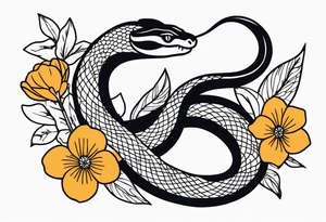 Snake and flowers tattoo idea