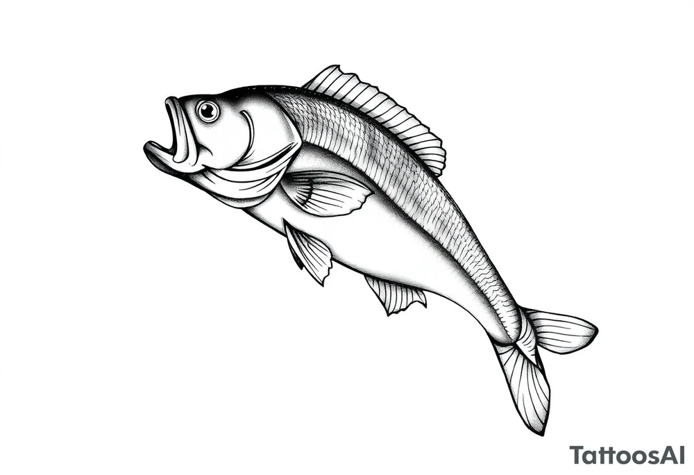 bass an fish in water sleeveless tattoo idea