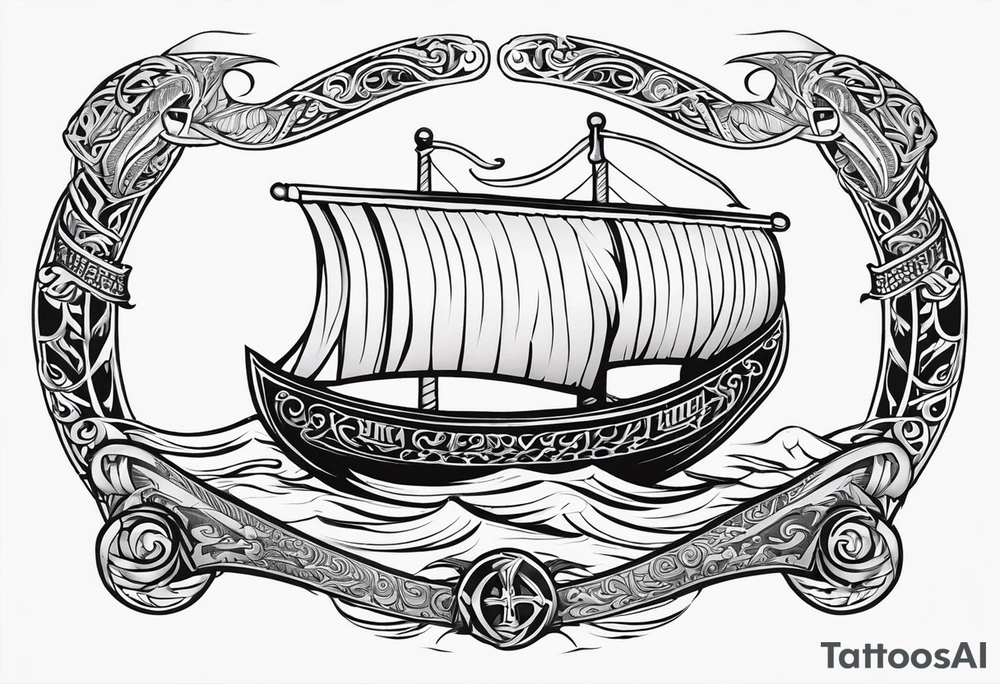 Valhalla sword shield viking ship tattoo idea
