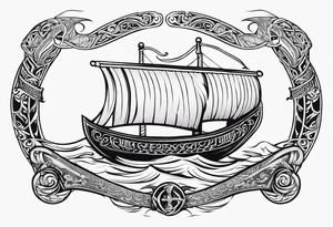 Valhalla sword shield viking ship tattoo idea