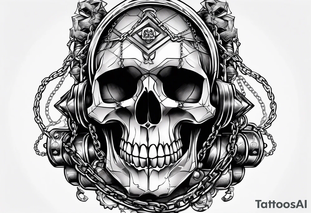 skull withchains tattoo idea