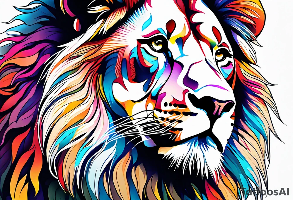 powerful majestic lion, close-up tattoo idea