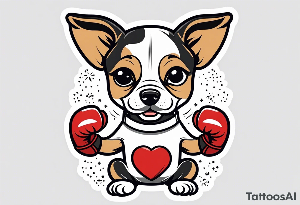 Cute Dog with boxing gloves, boxing coach tattoo idea
