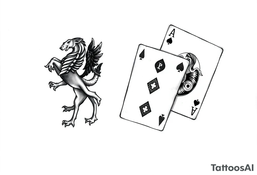 poland symbol and poker cards tattoo idea