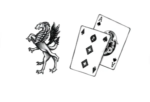 poland symbol and poker cards tattoo idea