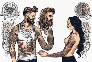 woman giving man a tattoo tattoo idea