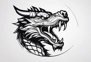 Dragon with a dumbbell in mouth tattoo idea