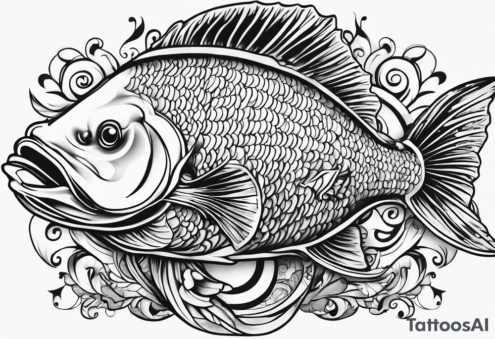 pescado adentro de un corazón tattoo idea