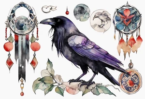 a raven wearing an amulet around it's neck tattoo idea