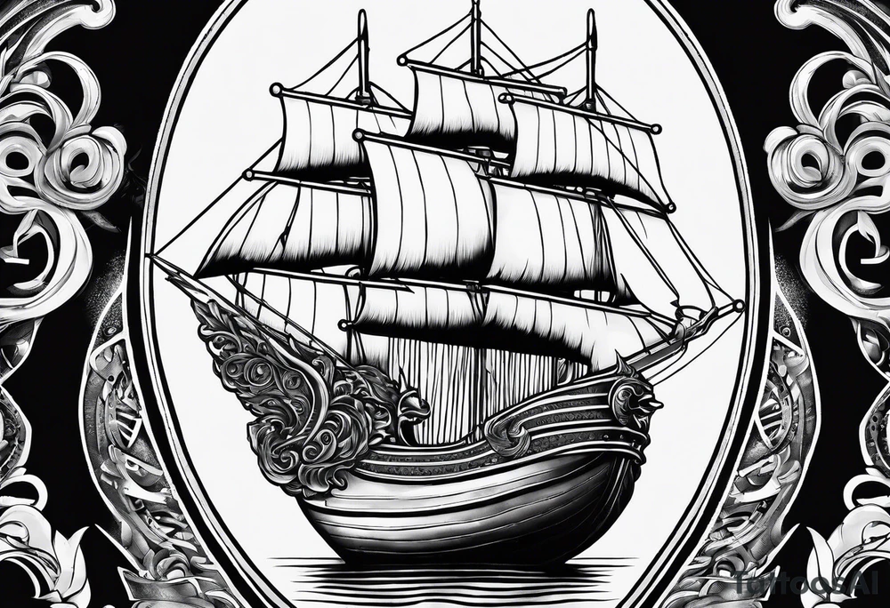 synthwave sun, fender stratocaster, ancient ship tattoo idea