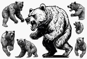 Angry bear coming up behind a city tattoo idea