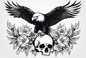incorporate an eagle, with skull and flowers, can you make it vertical tattoo idea
