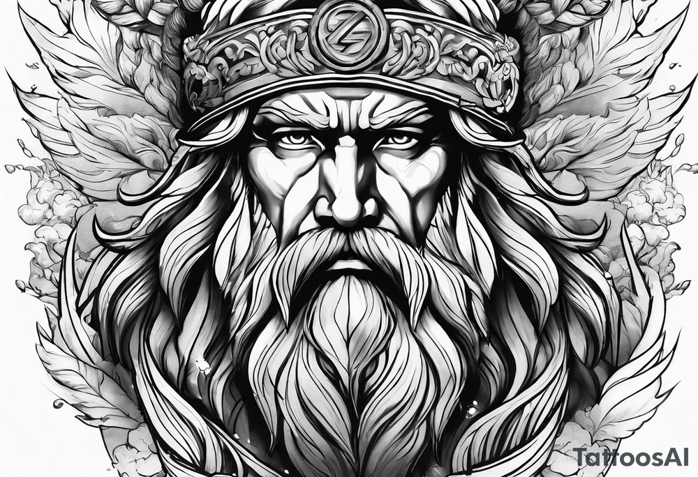 Zeus surrounded by a storm tattoo idea