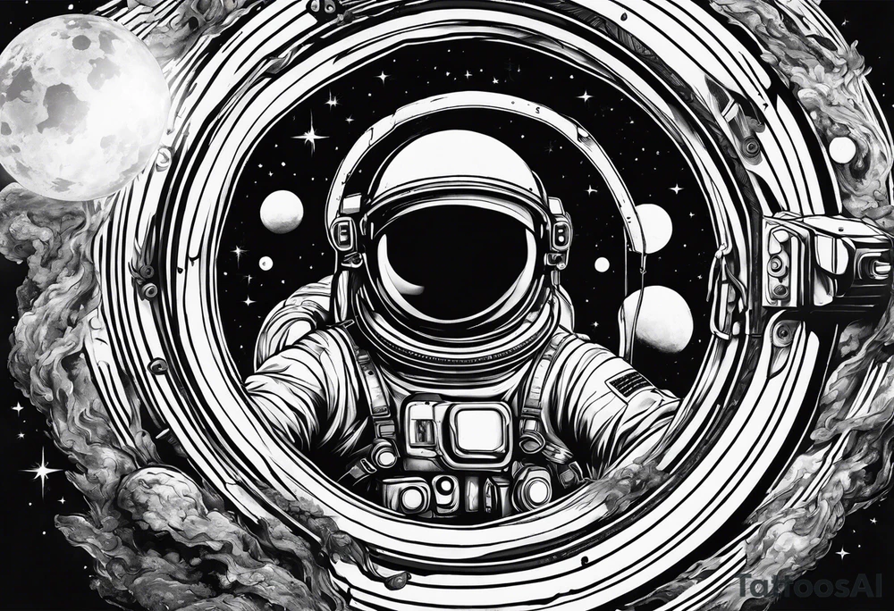 A astronaut getting sucked into a black hole tattoo idea