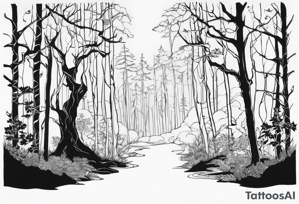 Living forest transitioning to a dead forest tattoo idea