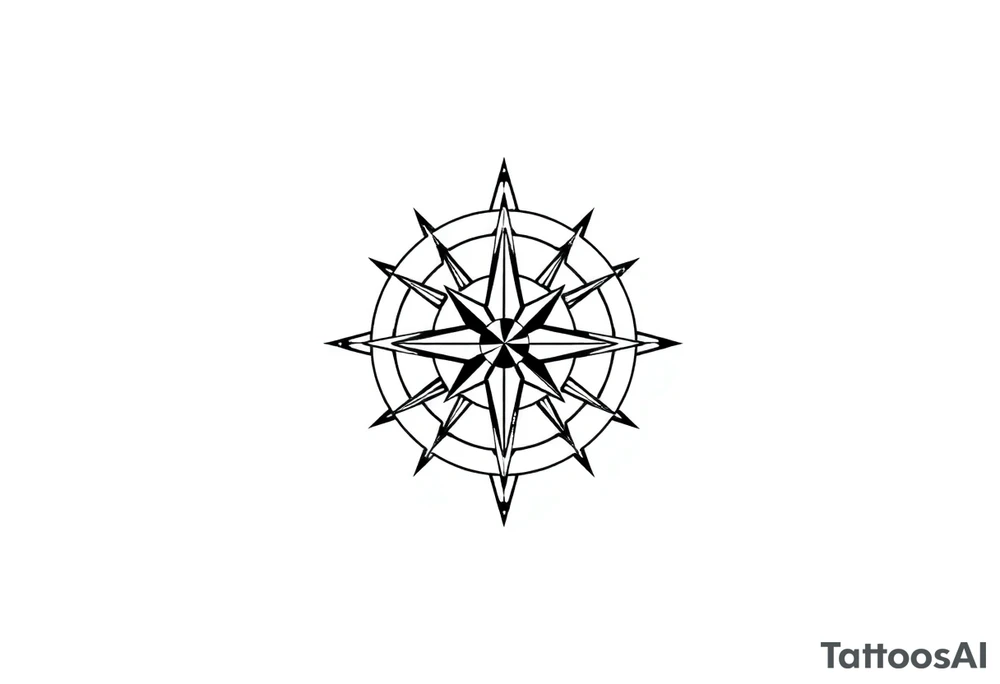 Simple Double layered compass rose tattoo idea