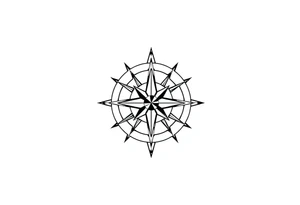 Simple Double layered compass rose tattoo idea
